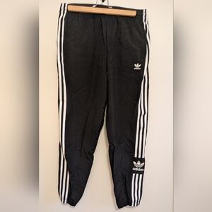 Adidas Womens Black Joggers with White Stripes